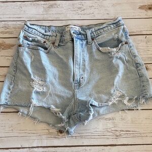 Abercrombie & Fitch Light Blue Ripped Jean Shorts